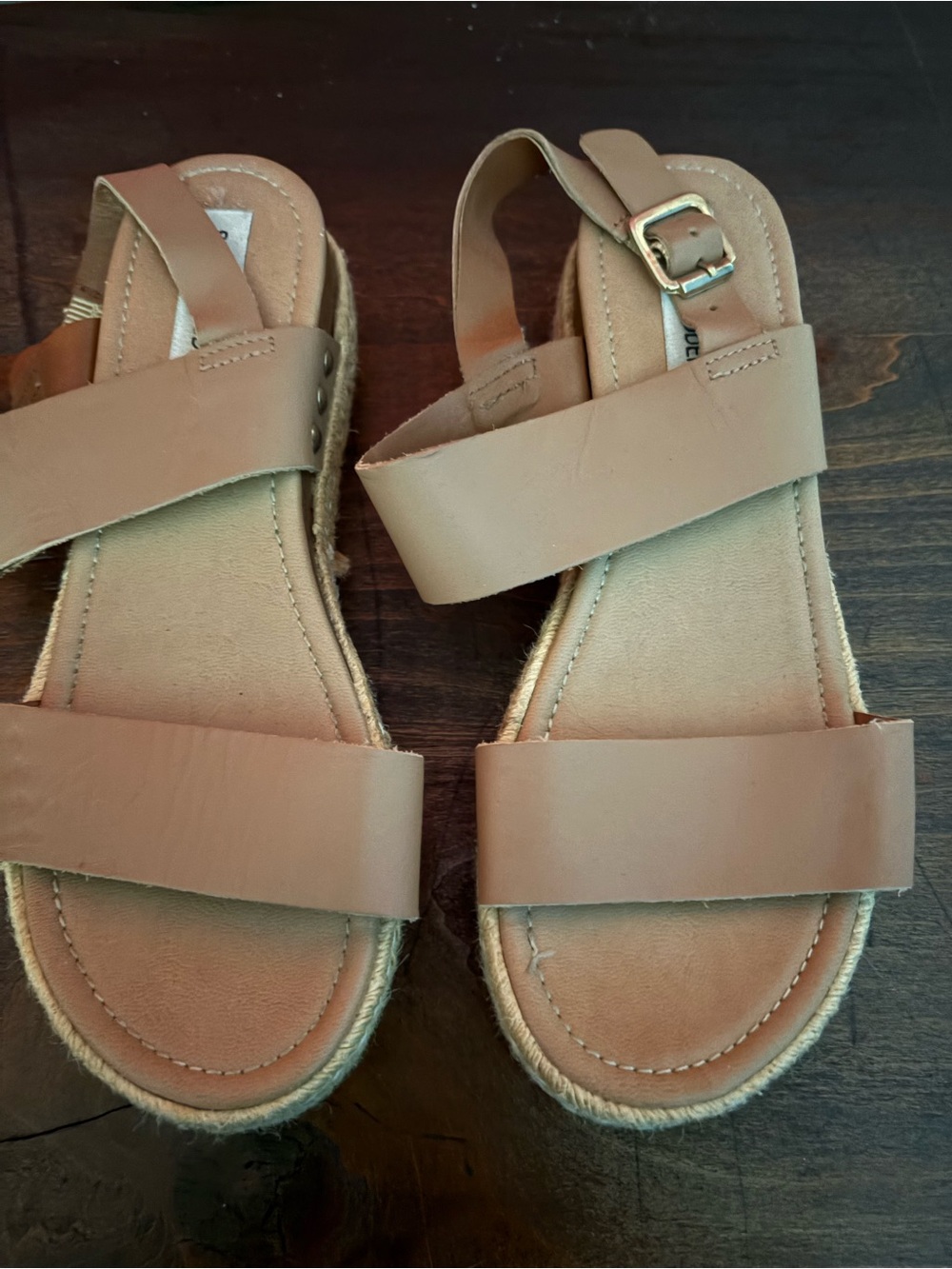 Steve Madden Tan Leather Espadrille Sandals with Buckle